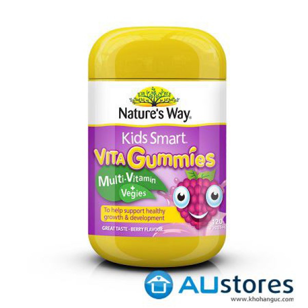 Kẹo dẻo Gummies Muilti Vitamin Vegies bổ sung vitamin và chất xơ từ rau củ của Nature's way 60 viên dành cho bé từ 2 tuổi 