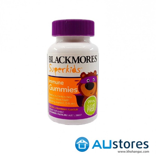 Kẹo dẻo vị dâu Blackmores Superkids Immune Gummies 60 viên - Bổ sung vitamin C, D và Kẽm cho trẻ từ 2 tuổi