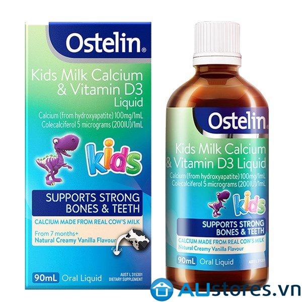Ostelin Kids Calcium & Vitamin D3 Liquid 90ml dạng nước cho bé từ 7 tháng