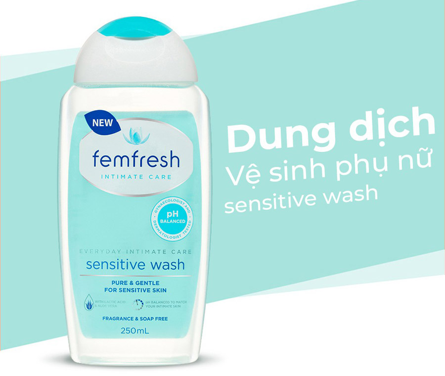 Dung dịch vệ sinh phụ nữ dành cho da nhạy cảm Femfresh Sensitive Wash 250ml